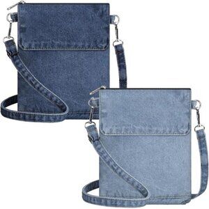 2 Pack Denim Crossbody Bag Small Jean Purse Adjustable Shoulder Handbag for Wome